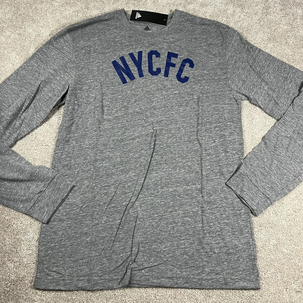 Adidas Mens Large‎ Gray New York City FC Long Sleeve Soccer Performance Tee NWT